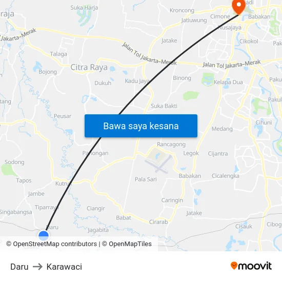 Daru to Karawaci map