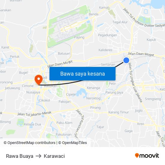 Rawa Buaya to Karawaci map