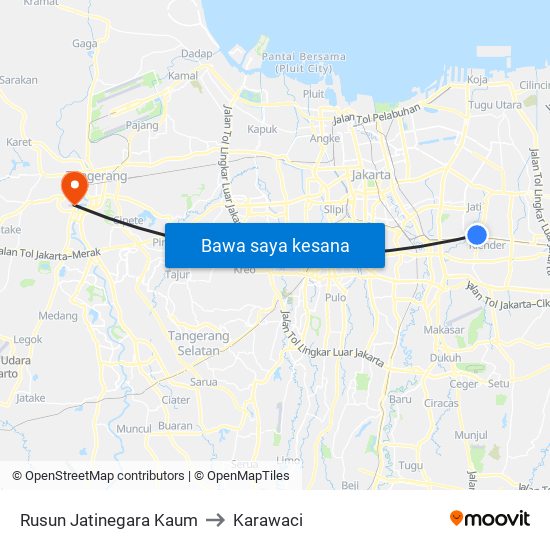 Rusun Jatinegara Kaum to Karawaci map