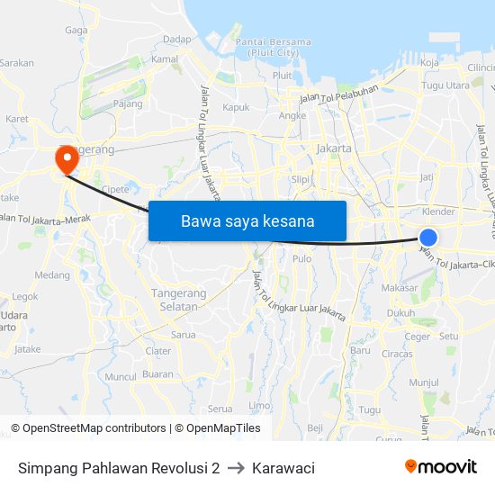 Simpang Pahlawan Revolusi 2 to Karawaci map