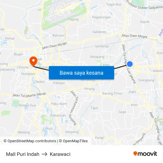 Mall Puri Indah to Karawaci map