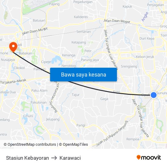 Stasiun Kebayoran to Karawaci map