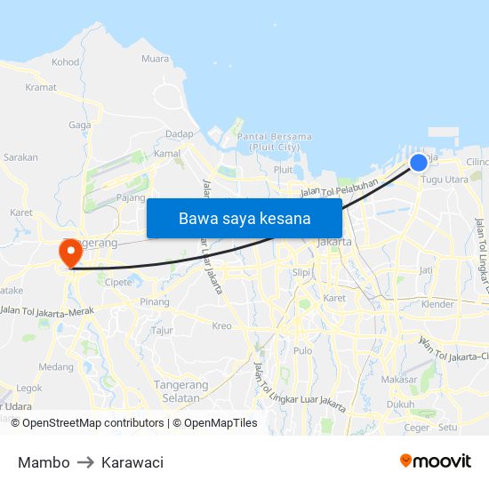 Mambo to Karawaci map