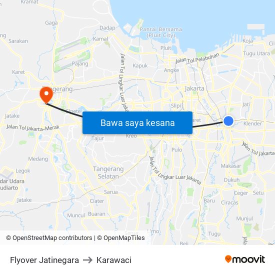 Flyover Jatinegara to Karawaci map