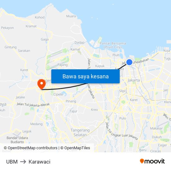 UBM to Karawaci map