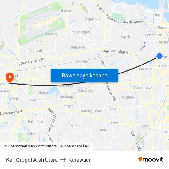 Kali Grogol Arah Utara to Karawaci map