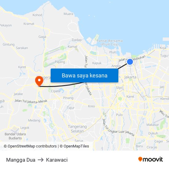 Mangga Dua to Karawaci map