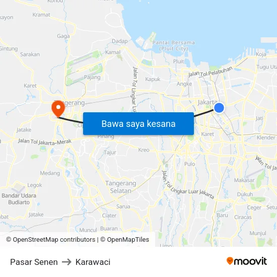 Pasar Senen to Karawaci map