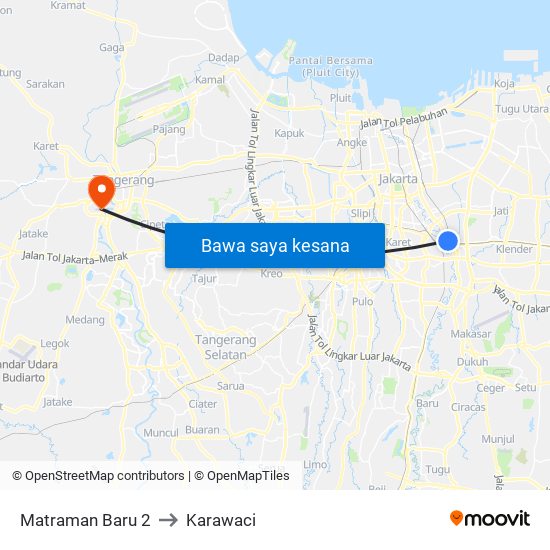 Matraman Baru 2 to Karawaci map