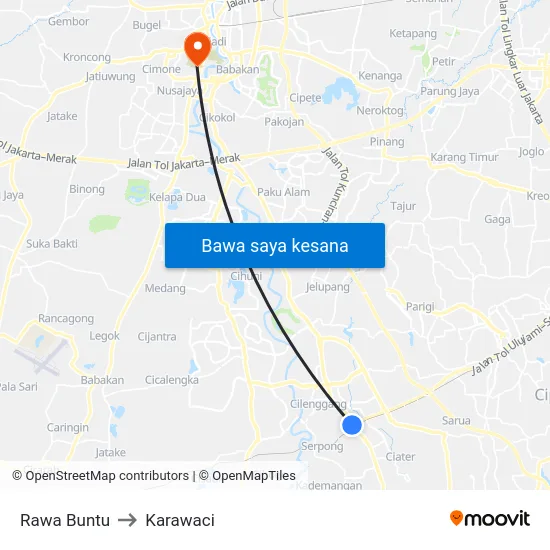 Rawa Buntu to Karawaci map