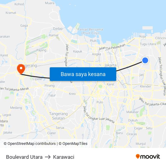 Boulevard Utara to Karawaci map