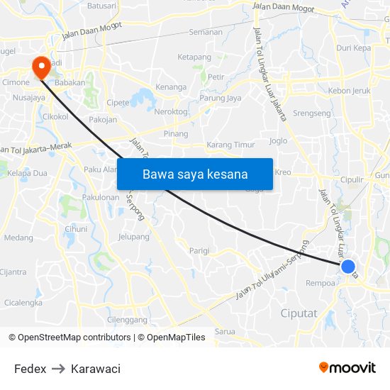 Fedex to Karawaci map