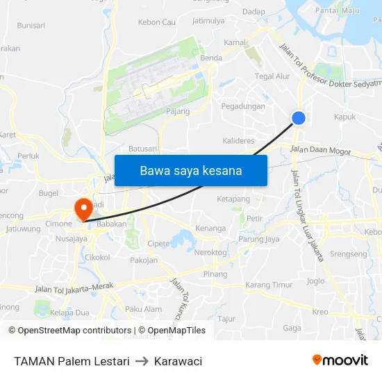 TAMAN Palem Lestari to Karawaci map