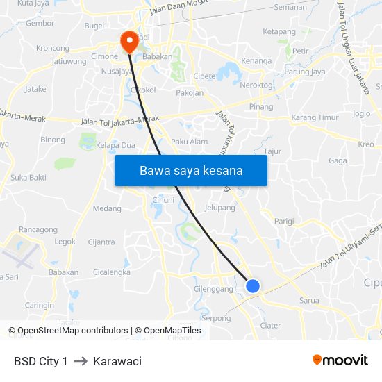 BSD City 1 to Karawaci map