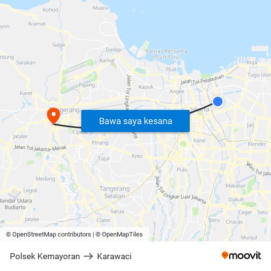 Polsek Kemayoran to Karawaci map