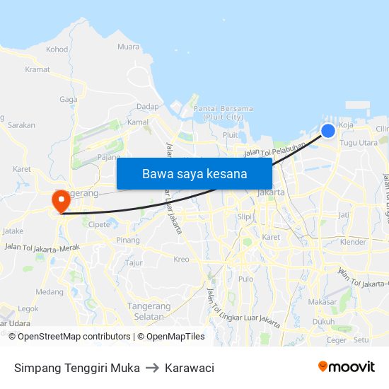 Simpang Tenggiri Muka to Karawaci map