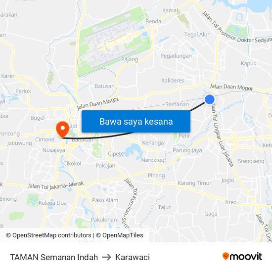 TAMAN Semanan Indah to Karawaci map