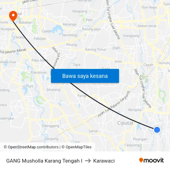 GANG Musholla Karang Tengah I to Karawaci map