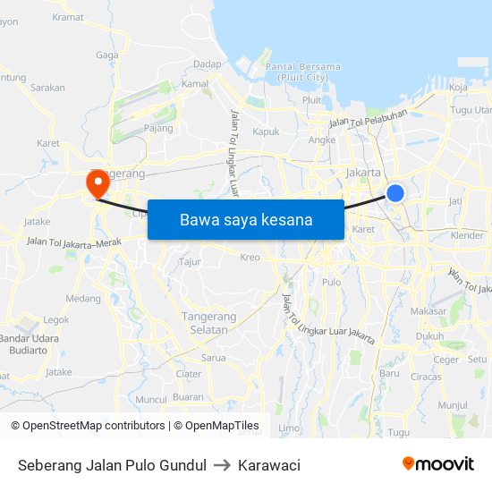 Seberang Jalan Pulo Gundul to Karawaci map