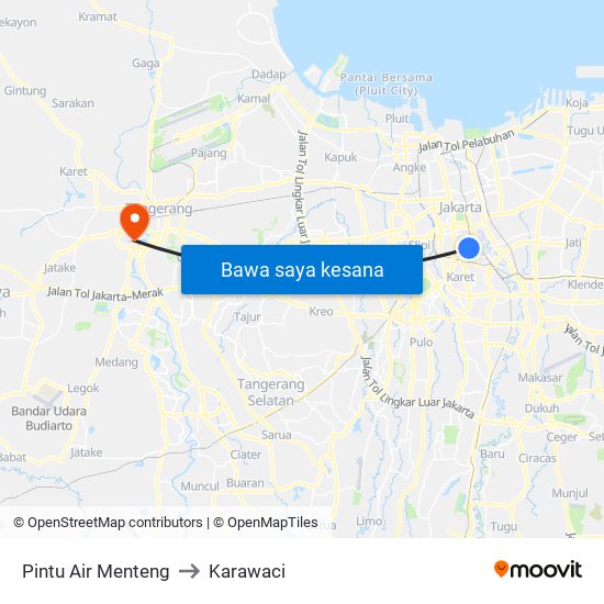 Pintu Air Menteng to Karawaci map