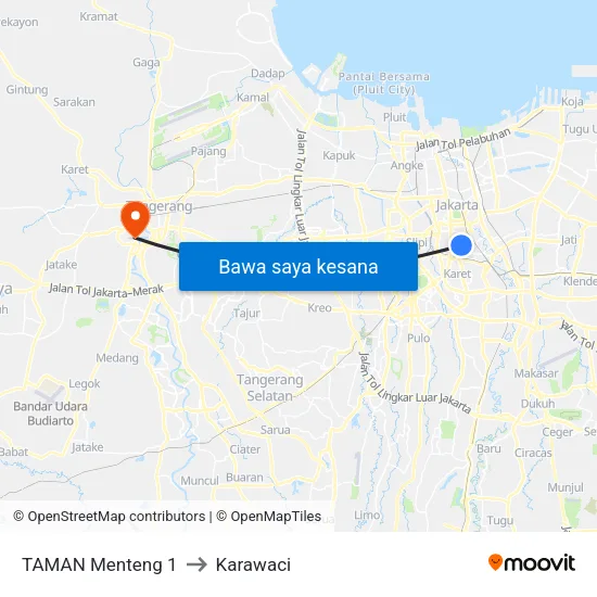 TAMAN Menteng 1 to Karawaci map