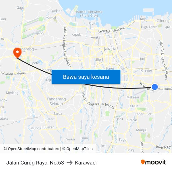 Jalan Curug Raya, No.63 to Karawaci map