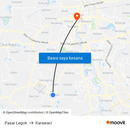 Pasar Legok to Karawaci map