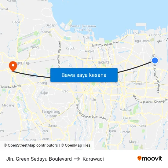 Jln. Green Sedayu Boulevard to Karawaci map