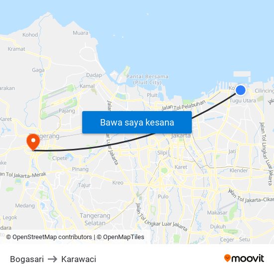 Bogasari to Karawaci map
