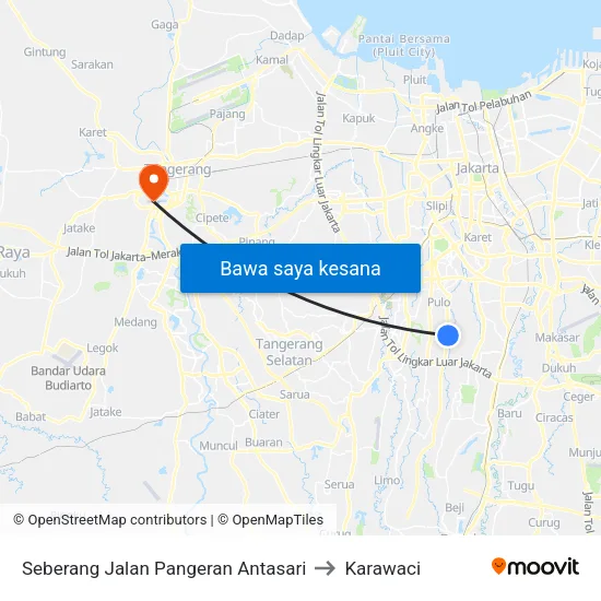 Seberang Jalan Pangeran Antasari to Karawaci map