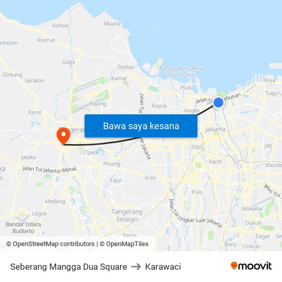 Seberang Mangga Dua Square to Karawaci map