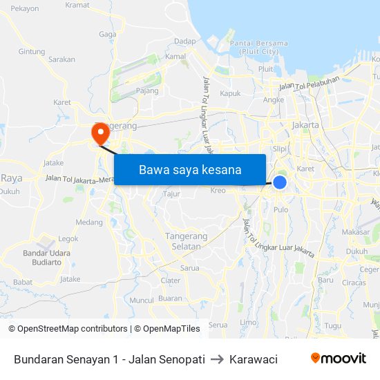 Bundaran Senayan 1 - Jalan Senopati to Karawaci map