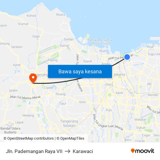 Jln. Pademangan Raya VII to Karawaci map