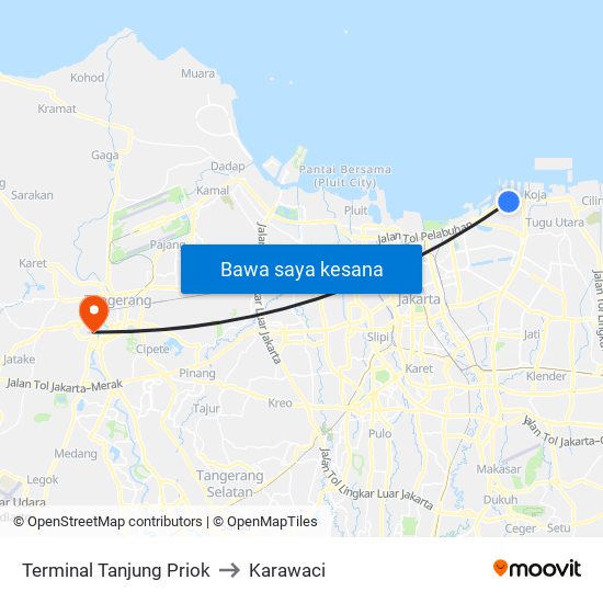 Terminal Tanjung Priok to Karawaci map