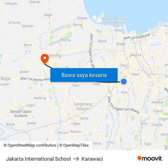 Jakarta International School to Karawaci map