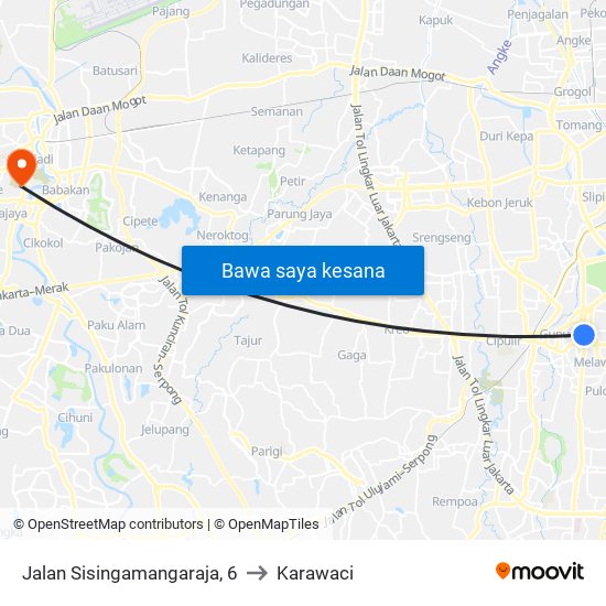 Jalan Sisingamangaraja, 6 to Karawaci map