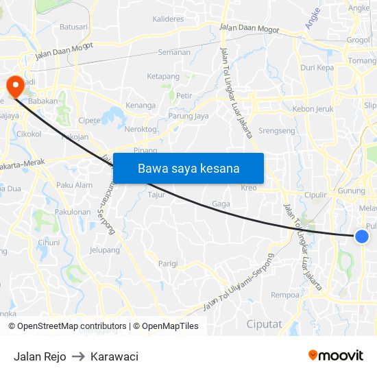 Jalan Rejo to Karawaci map