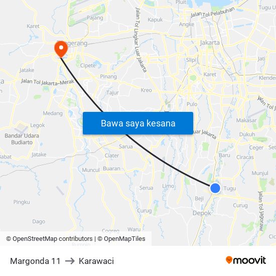 Margonda 11 to Karawaci map
