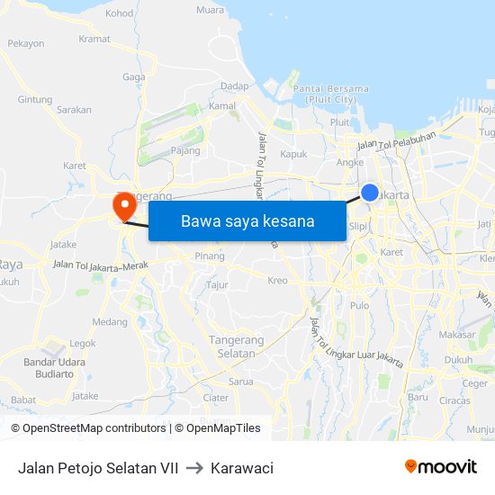 Jalan Petojo Selatan VII to Karawaci map