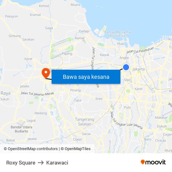 Roxy Square to Karawaci map