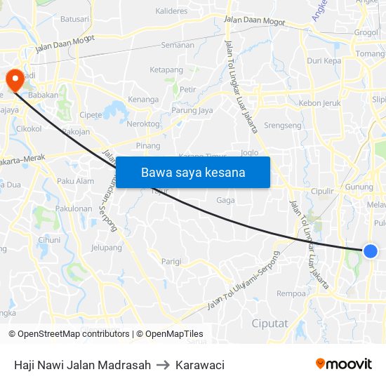 Haji Nawi Jalan Madrasah to Karawaci map
