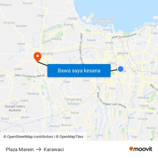 Plaza Marein to Karawaci map