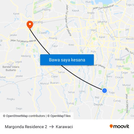 Margonda Residence 2 to Karawaci map