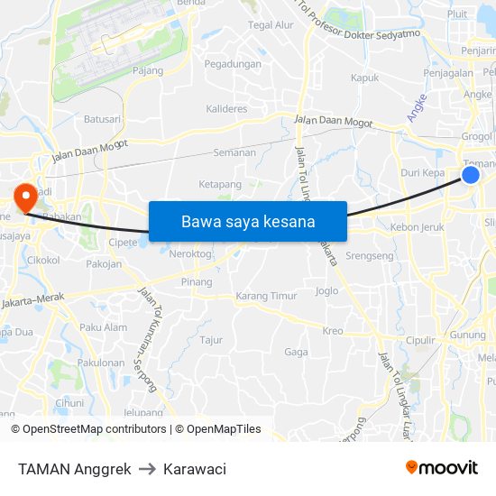 TAMAN Anggrek to Karawaci map