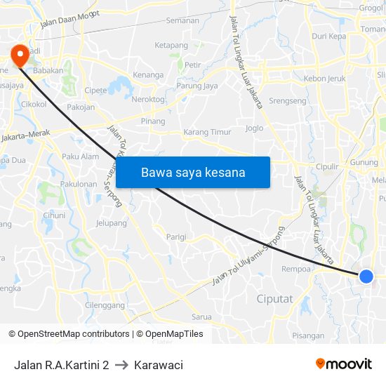 Jalan R.A.Kartini 2 to Karawaci map