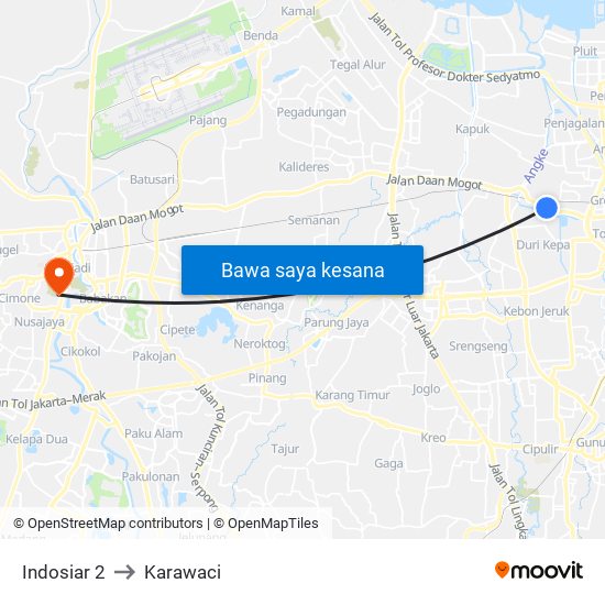 Indosiar 2 to Karawaci map