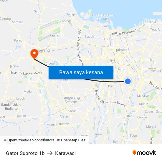 Gatot Subroto 1b to Karawaci map