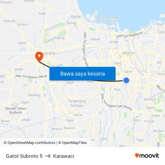 Gatot Subroto 5 to Karawaci map