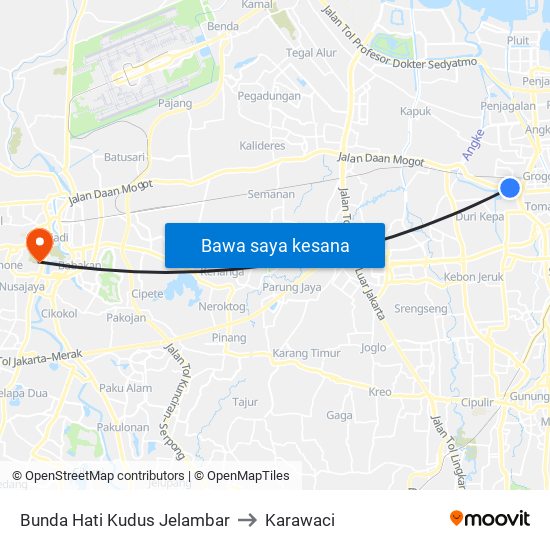 Bunda Hati Kudus Jelambar to Karawaci map