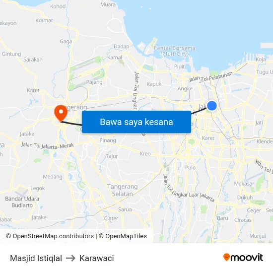 Masjid Istiqlal to Karawaci map